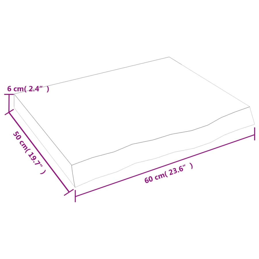 Wastafelblad 60X50X(2-6) Cm Behandeld Massief Hout Lichtbruin 60 x 50 x 6 cm