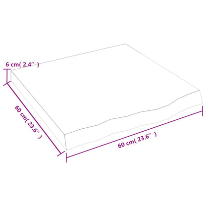 Wastafelblad 60X60X(2-6) Cm Behandeld Massief Hout Lichtbruin 60 x 60 x 6 cm
