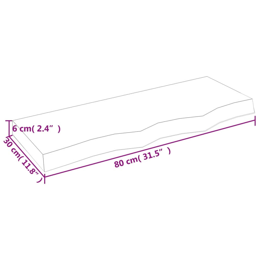 Wastafelblad 80X30X(2-6) Cm Behandeld Massief Hout Lichtbruin 80 x 30 x 6 cm