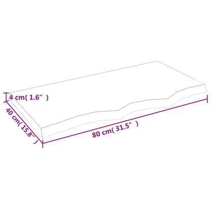 Wastafelblad 80X40X(2-4) Cm Behandeld Massief Hout Lichtbruin 80 x 40 x 4 cm