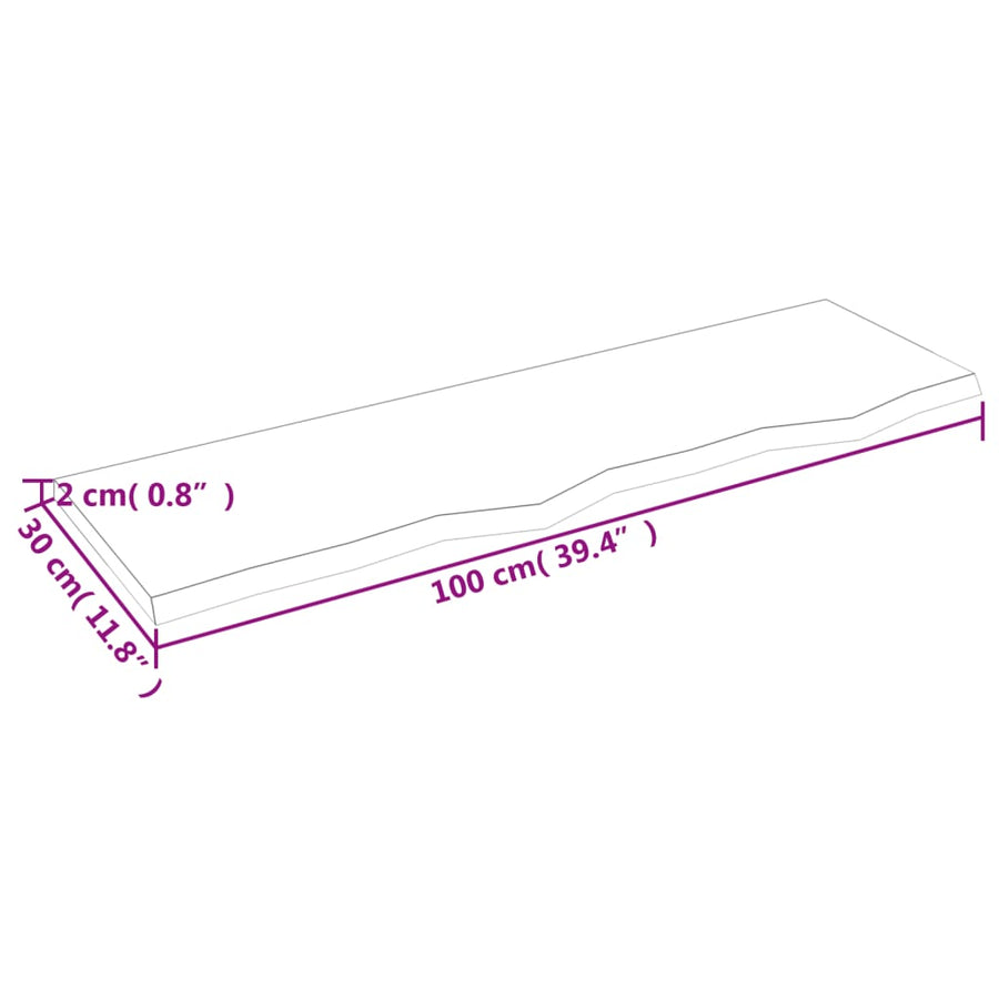 Wastafelblad Behandeld Massief Hout Lichtbruin 100 x 30 x 2 cm