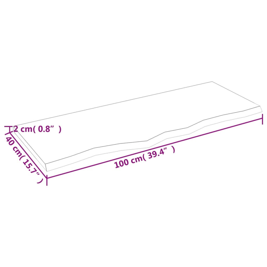 Wastafelblad 100X40X2 Behandeld Massief Hout Lichtbruin 100 x 40 x 2 cm