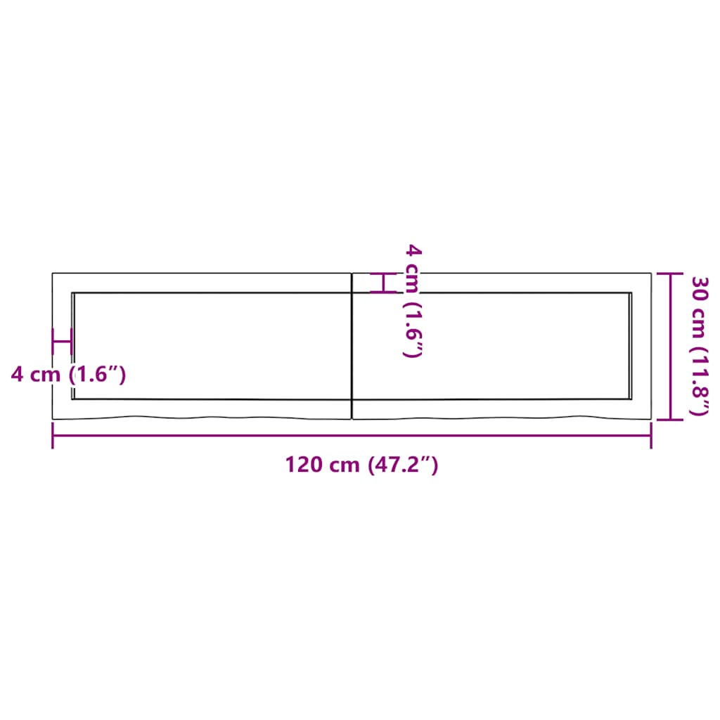 Wastafelblad 120X30X(2-4) Cm Behandeld Massief Hout Lichtbruin 120 x 30 x 4 cm