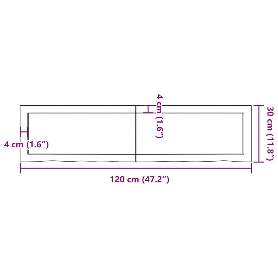 Wastafelblad 120X30X(2-4) Cm Behandeld Massief Hout Lichtbruin 120 x 30 x 4 cm