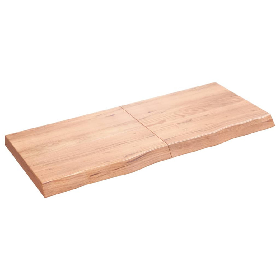 Wastafelblad 120X50X(2-6) Cm Behandeld Massief Hout Lichtbruin 120 x 50 x 6 cm