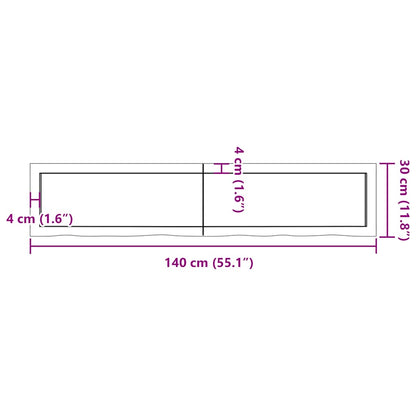 Wastafelblad 140x30x(2-4) cm behandeld massief hout lichtbruin