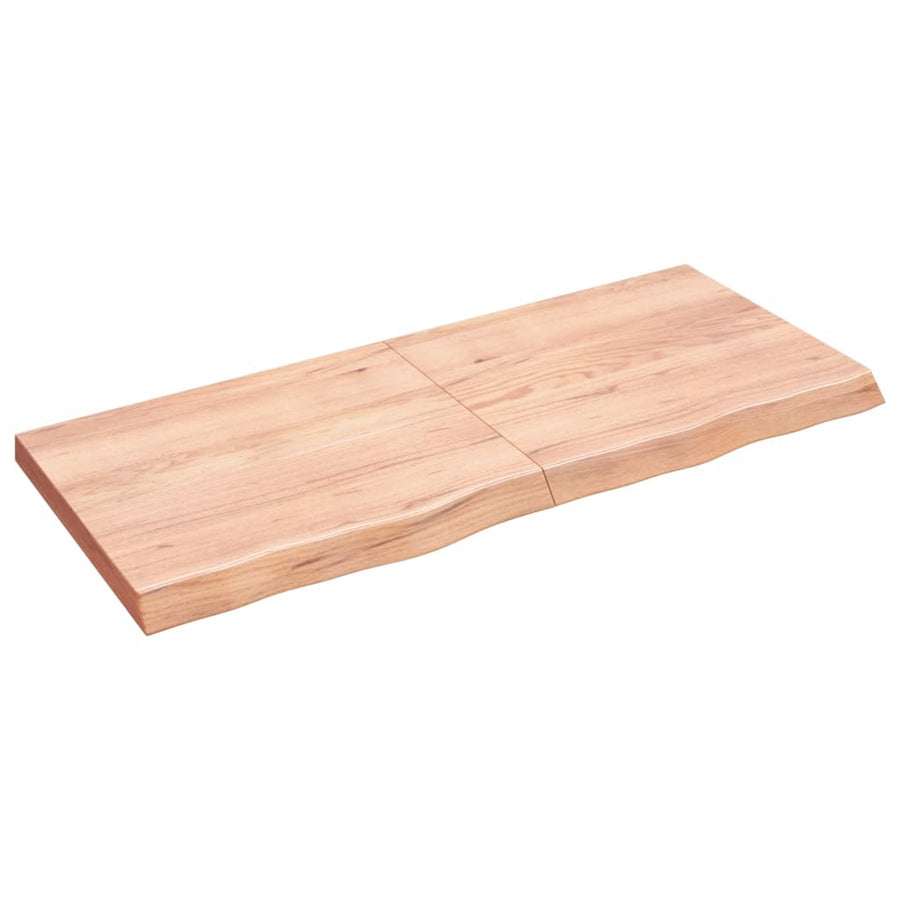 Wastafelblad 140X60X(2-6) Cm Behandeld Massief Hout Lichtbruin 140 x 60 x 6 cm