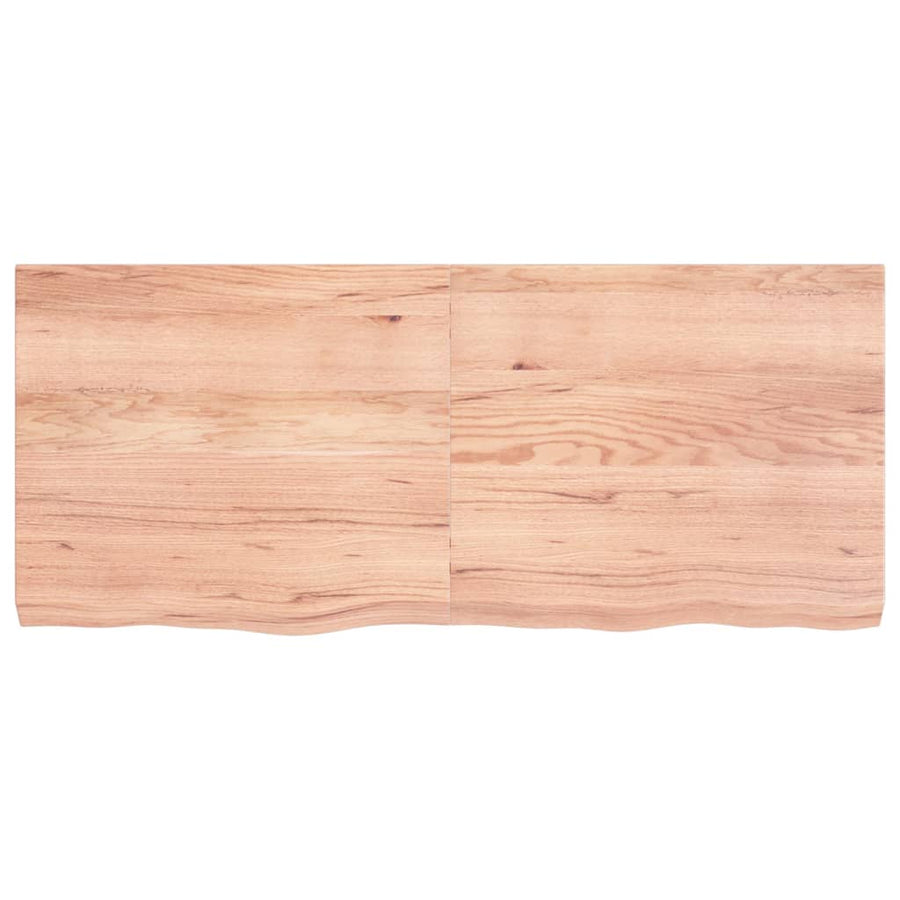 Wastafelblad 140X60X(2-6) Cm Behandeld Massief Hout Lichtbruin 140 x 60 x 6 cm