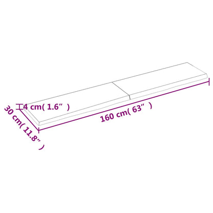 Wastafelblad 160X30X(2-4) Cm Behandeld Massief Hout Lichtbruin 160 x 30 x 4 cm