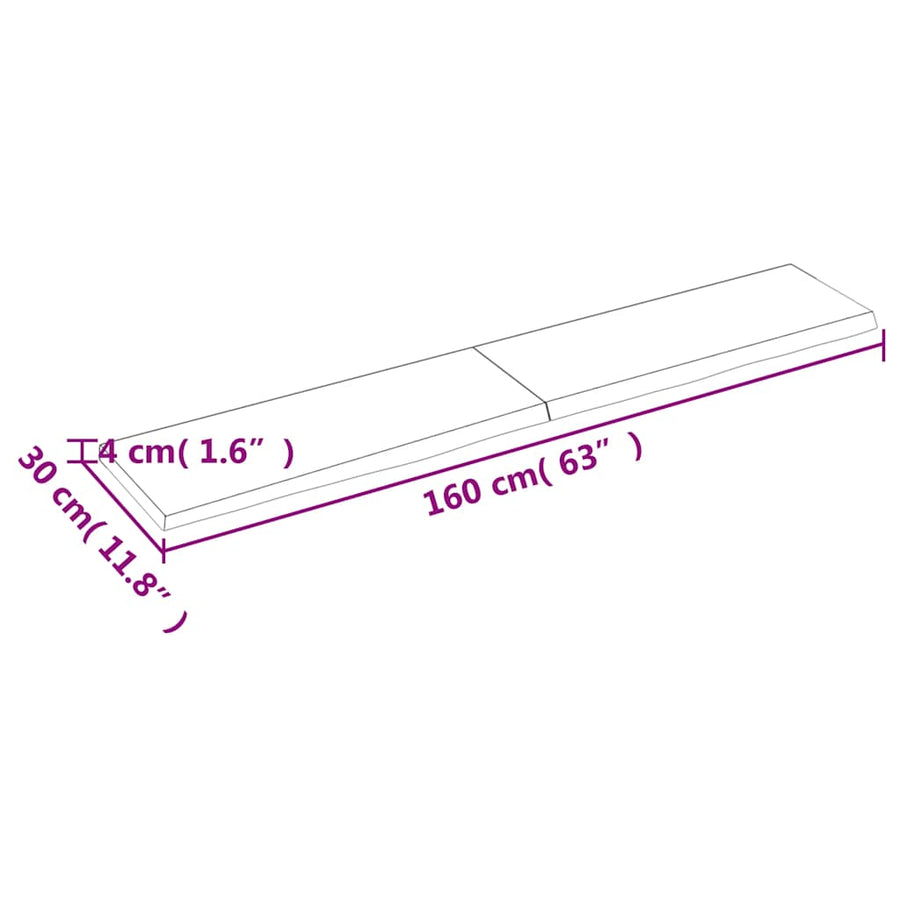 Wastafelblad 160X30X(2-4) Cm Behandeld Massief Hout Lichtbruin 160 x 30 x 4 cm