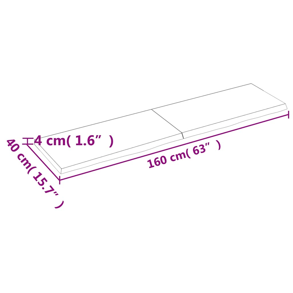 Wastafelblad 160X40X(2-4) Cm Behandeld Massief Hout Lichtbruin 160 x 40 x 4 cm