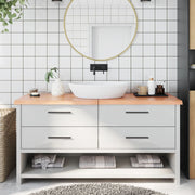 Treated solid wood washbasin top 160x60x(2-4) cm light brown