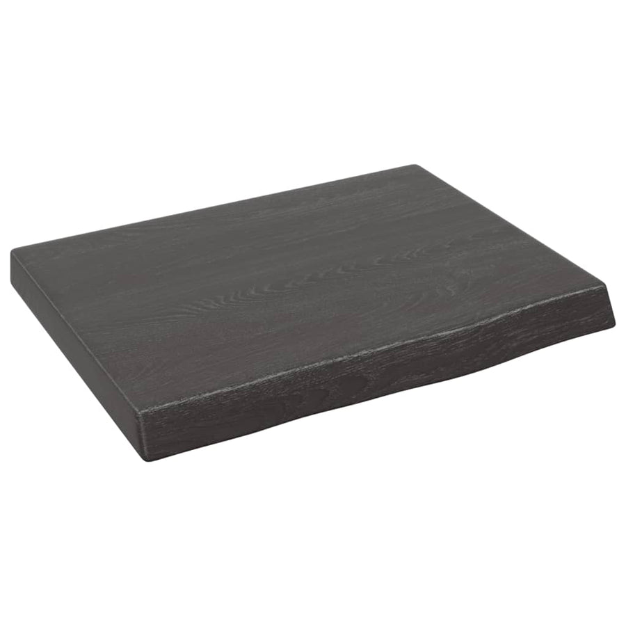 Wastafelblad 40X30X(2-4) Cm Behandeld Massief Hout Donkerbruin Donkergrijs 40 x 30 x 4 cm