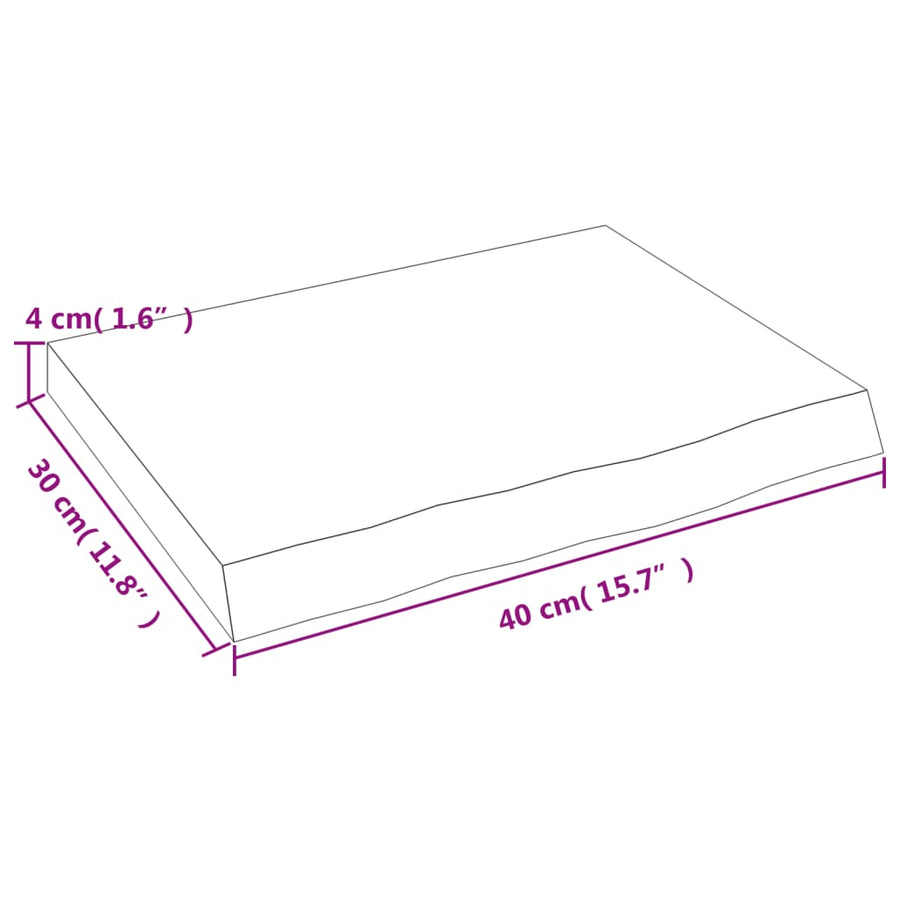 Wastafelblad 40X30X(2-4) Cm Behandeld Massief Hout Donkerbruin Donkergrijs 40 x 30 x 4 cm