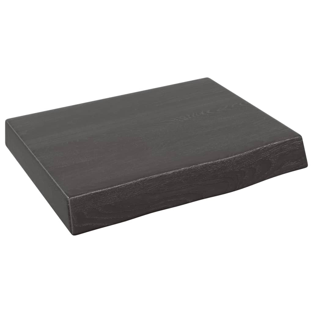 Wastafelblad 40X30X(2-6) Cm Behandeld Massief Hout Donkerbruin Donkergrijs 40 x 30 x 6 cm