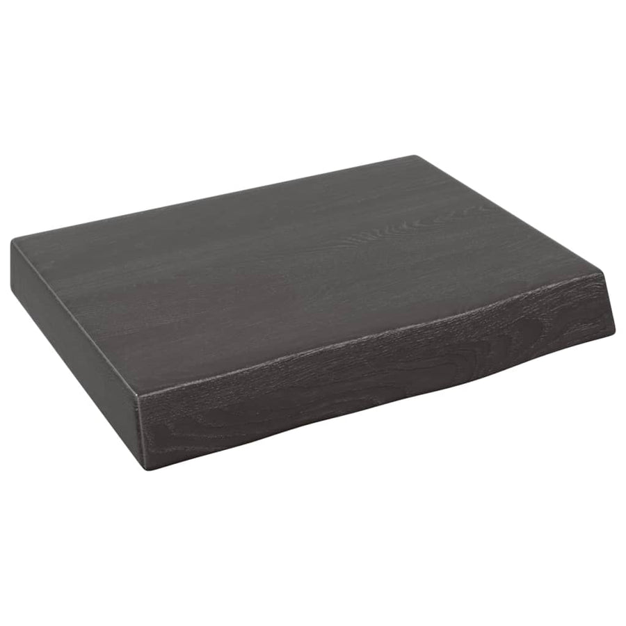 Wastafelblad 40X30X(2-6) Cm Behandeld Massief Hout Donkerbruin Donkergrijs 40 x 30 x 6 cm