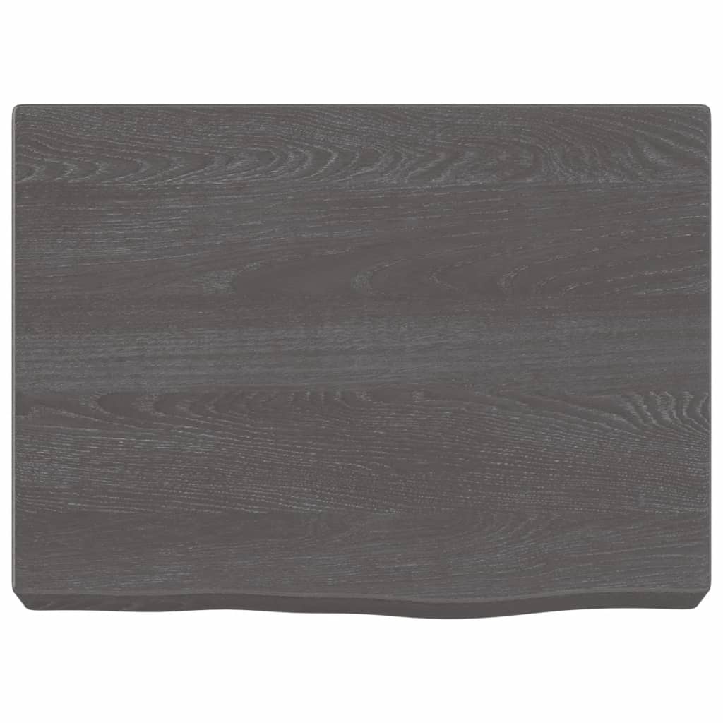 Wastafelblad 40X30X(2-6) Cm Behandeld Massief Hout Donkerbruin Donkergrijs 40 x 30 x 6 cm