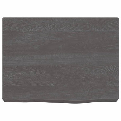 Wastafelblad 40X30X(2-6) Cm Behandeld Massief Hout Donkerbruin Donkergrijs 40 x 30 x 6 cm