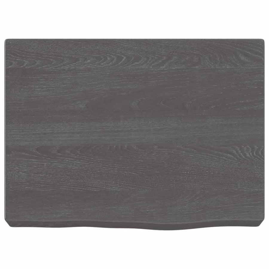 Wastafelblad 40X30X(2-6) Cm Behandeld Massief Hout Donkerbruin Donkergrijs 40 x 30 x 6 cm