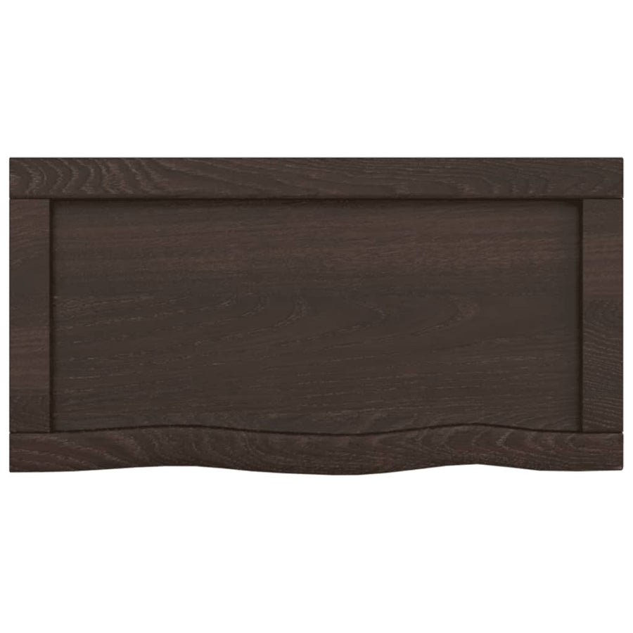 Wastafelblad 40X30X(2-6) Cm Behandeld Massief Hout Donkerbruin Donkergrijs 40 x 30 x 6 cm