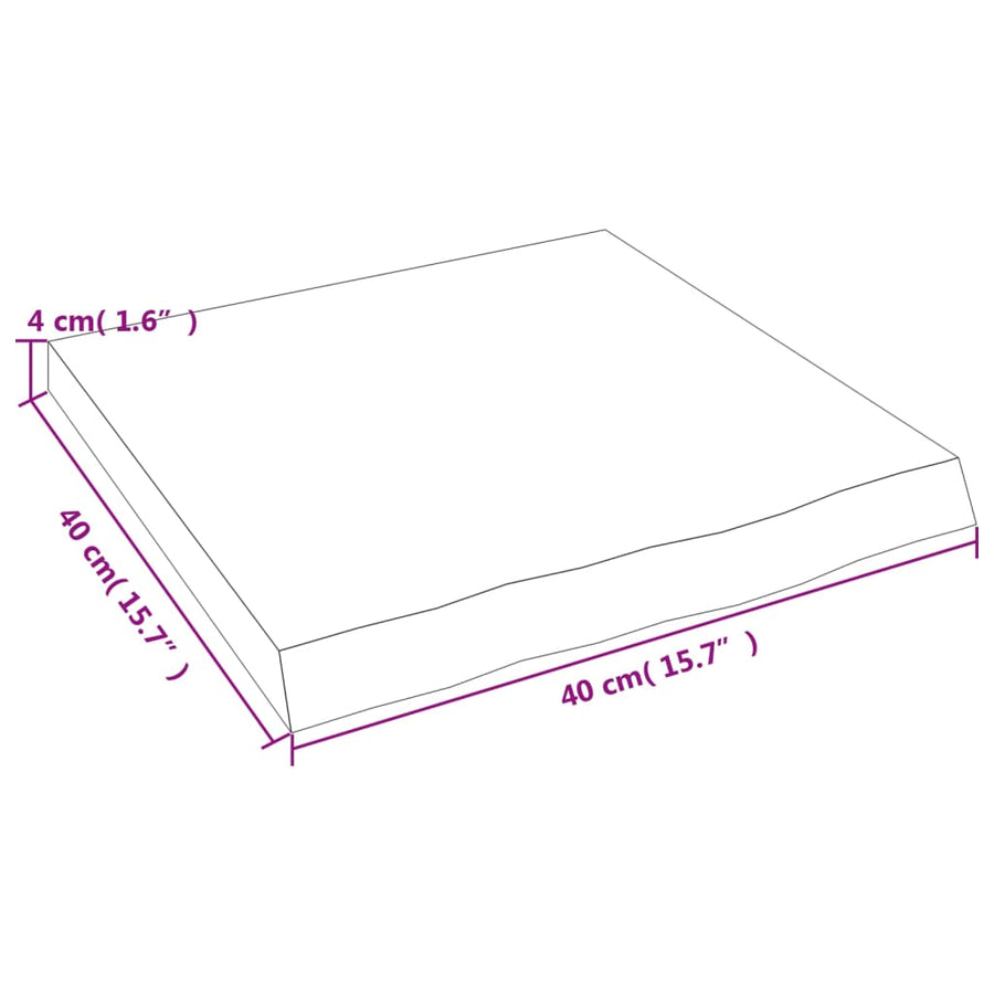 Wastafelblad 40X40X(2-4) Cm Behandeld Massief Hout Donkerbruin Donkergrijs 40 x 40 x 4 cm