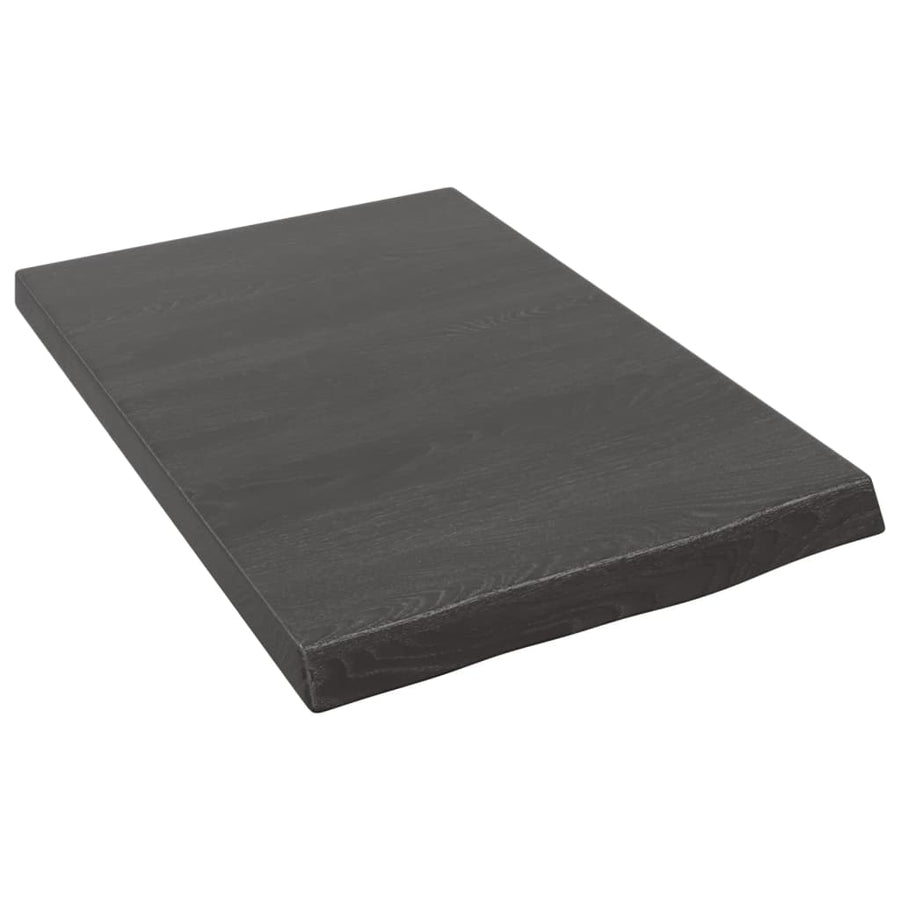 Wastafelblad 40X60X(2-4) Cm Behandeld Massief Hout Donkerbruin Donkergrijs 40 x 60 x 4 cm