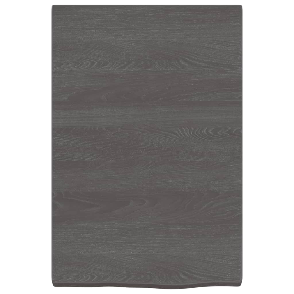 Wastafelblad 40X60X(2-4) Cm Behandeld Massief Hout Donkerbruin Donkergrijs 40 x 60 x 4 cm