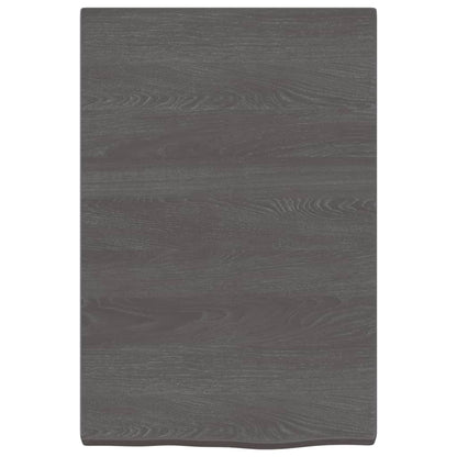Wastafelblad 40X60X(2-4) Cm Behandeld Massief Hout Donkerbruin Donkergrijs 40 x 60 x 4 cm