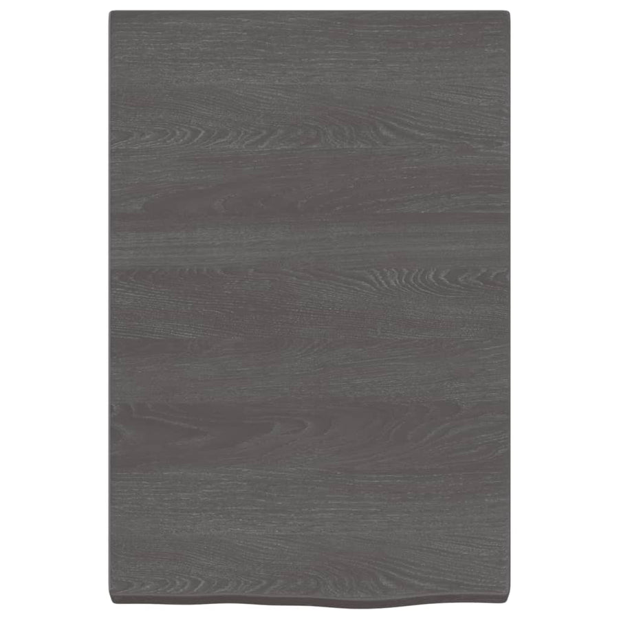 Wastafelblad 40X60X(2-4) Cm Behandeld Massief Hout Donkerbruin Donkergrijs 40 x 60 x 4 cm