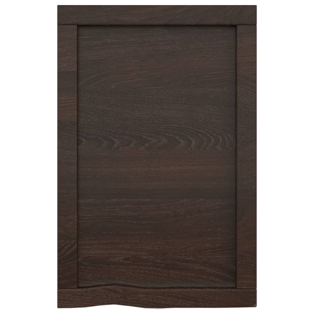 Wastafelblad 40X60X(2-4) Cm Behandeld Massief Hout Donkerbruin Donkergrijs 40 x 60 x 4 cm