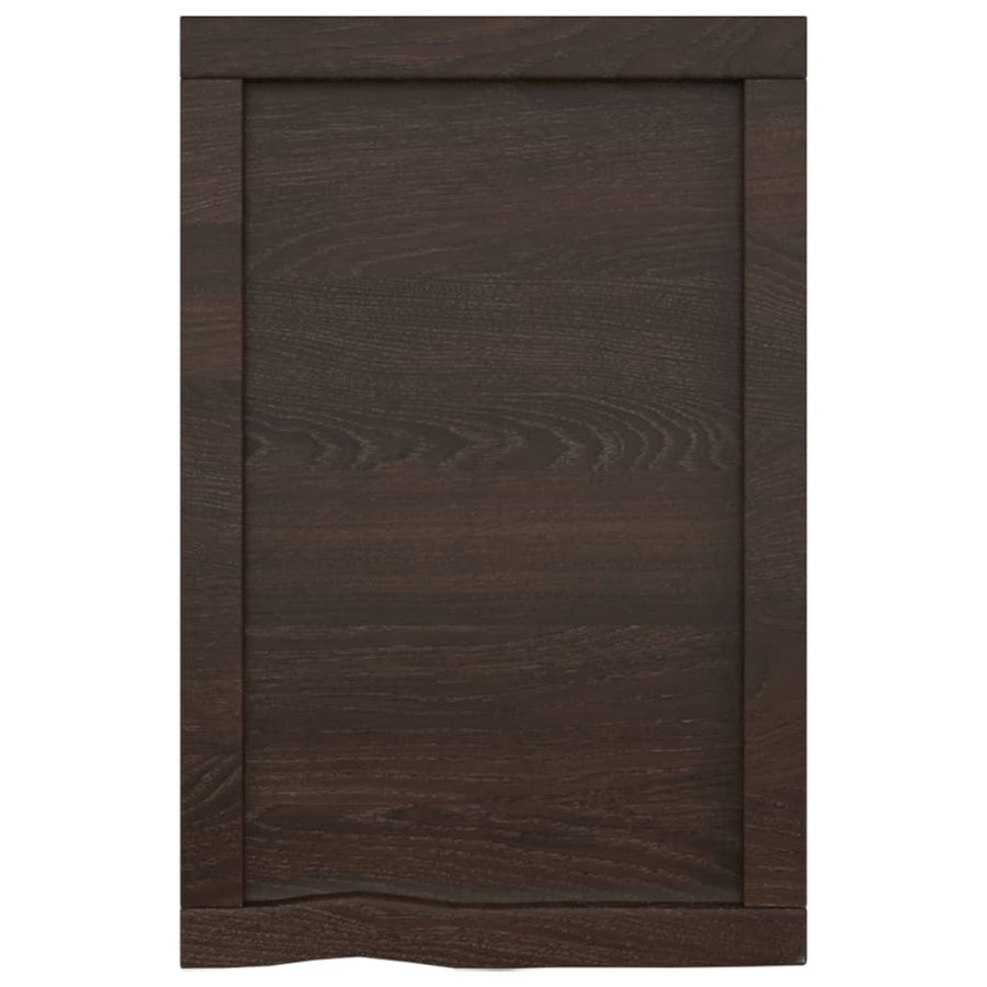 Wastafelblad 40X60X(2-4) Cm Behandeld Massief Hout Donkerbruin Donkergrijs 40 x 60 x 4 cm