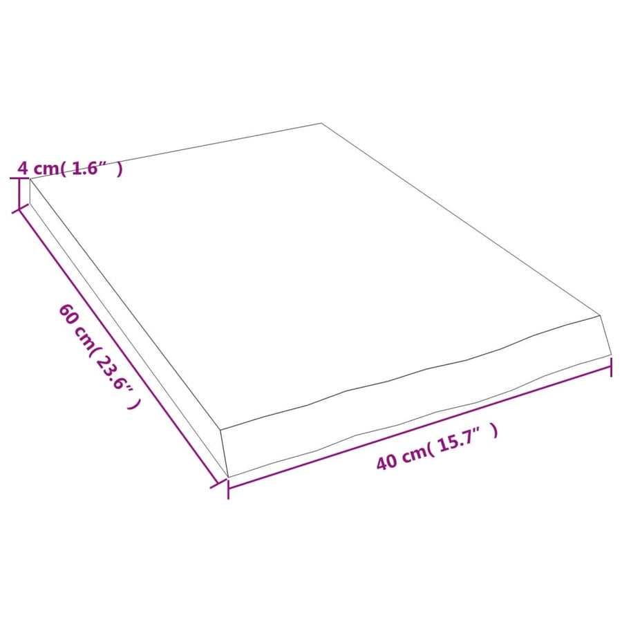 Wastafelblad 40X60X(2-4) Cm Behandeld Massief Hout Donkerbruin Donkergrijs 40 x 60 x 4 cm