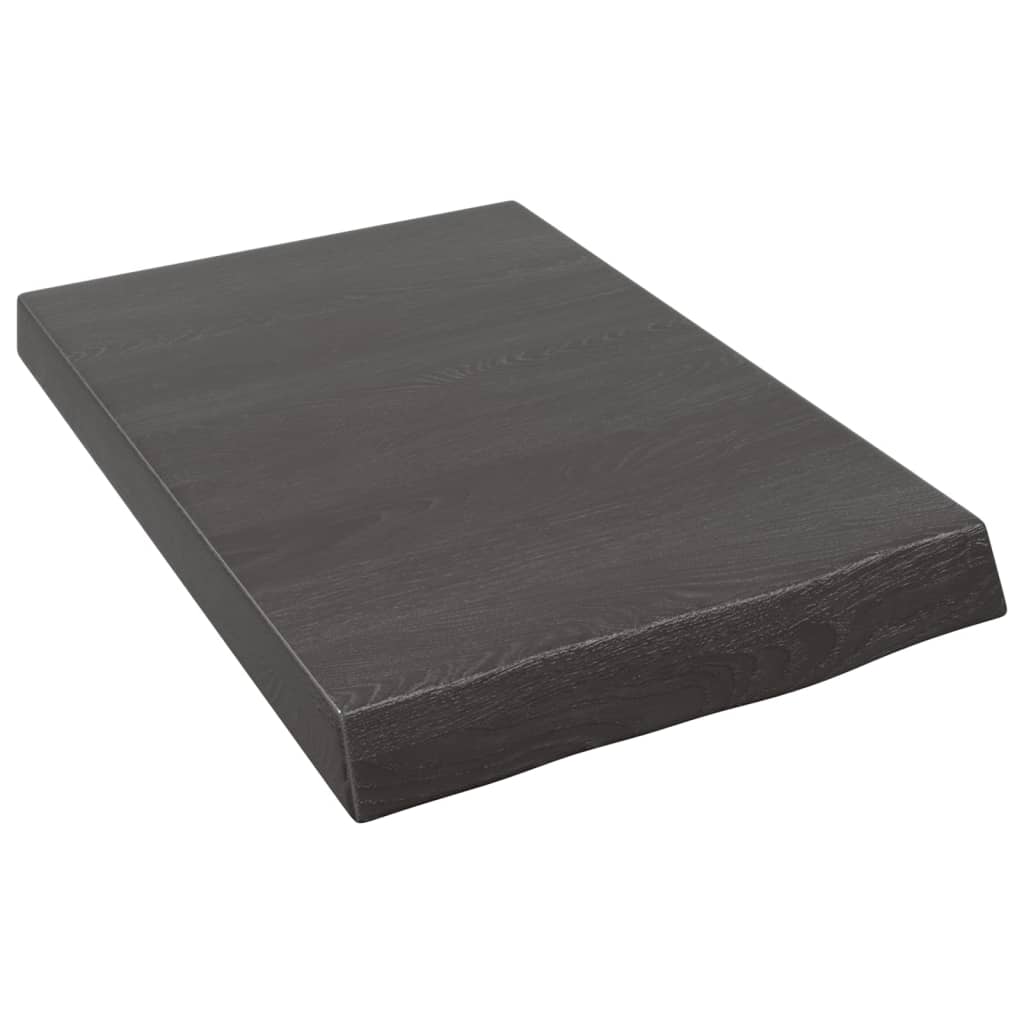 Wastafelblad 40X60X(2-6) Cm Behandeld Massief Hout Donkerbruin Donkergrijs 40 x 60 x 6 cm