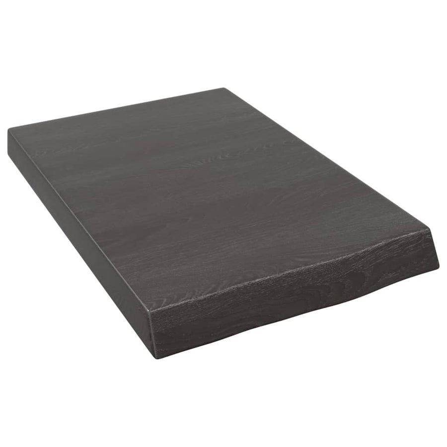 Wastafelblad 40X60X(2-6) Cm Behandeld Massief Hout Donkerbruin Donkergrijs 40 x 60 x 6 cm