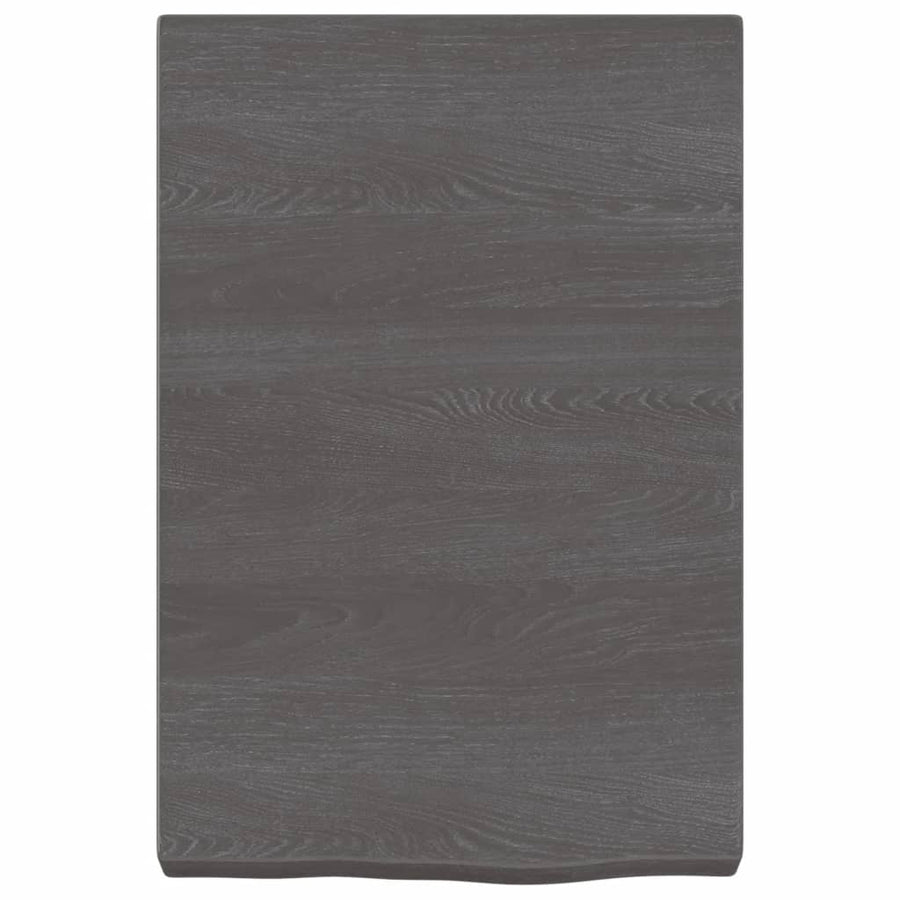 Wastafelblad 40X60X(2-6) Cm Behandeld Massief Hout Donkerbruin Donkergrijs 40 x 60 x 6 cm