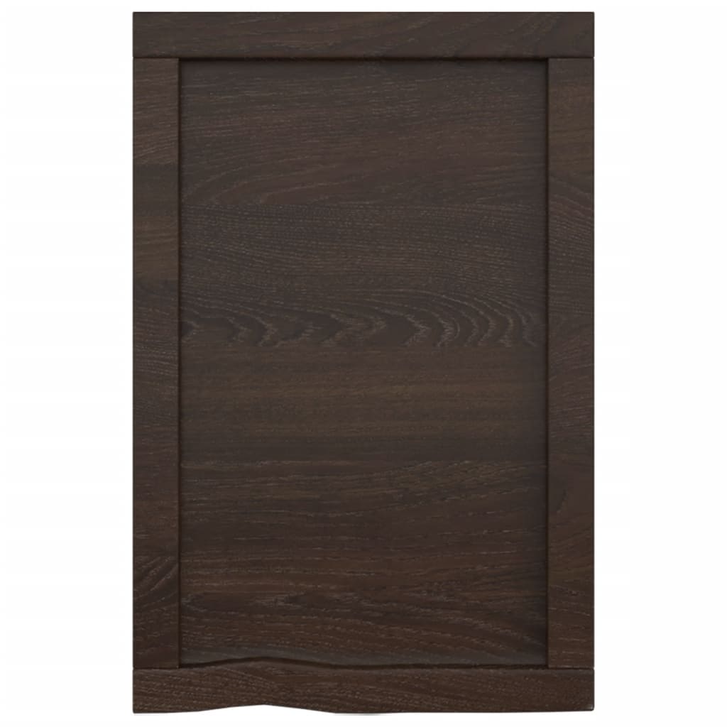 Wastafelblad 40X60X(2-6) Cm Behandeld Massief Hout Donkerbruin Donkergrijs 40 x 60 x 6 cm