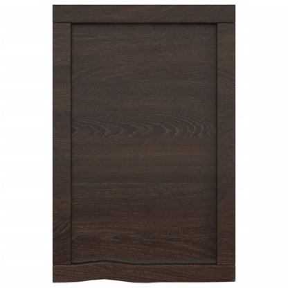 Wastafelblad 40X60X(2-6) Cm Behandeld Massief Hout Donkerbruin Donkergrijs 40 x 60 x 6 cm