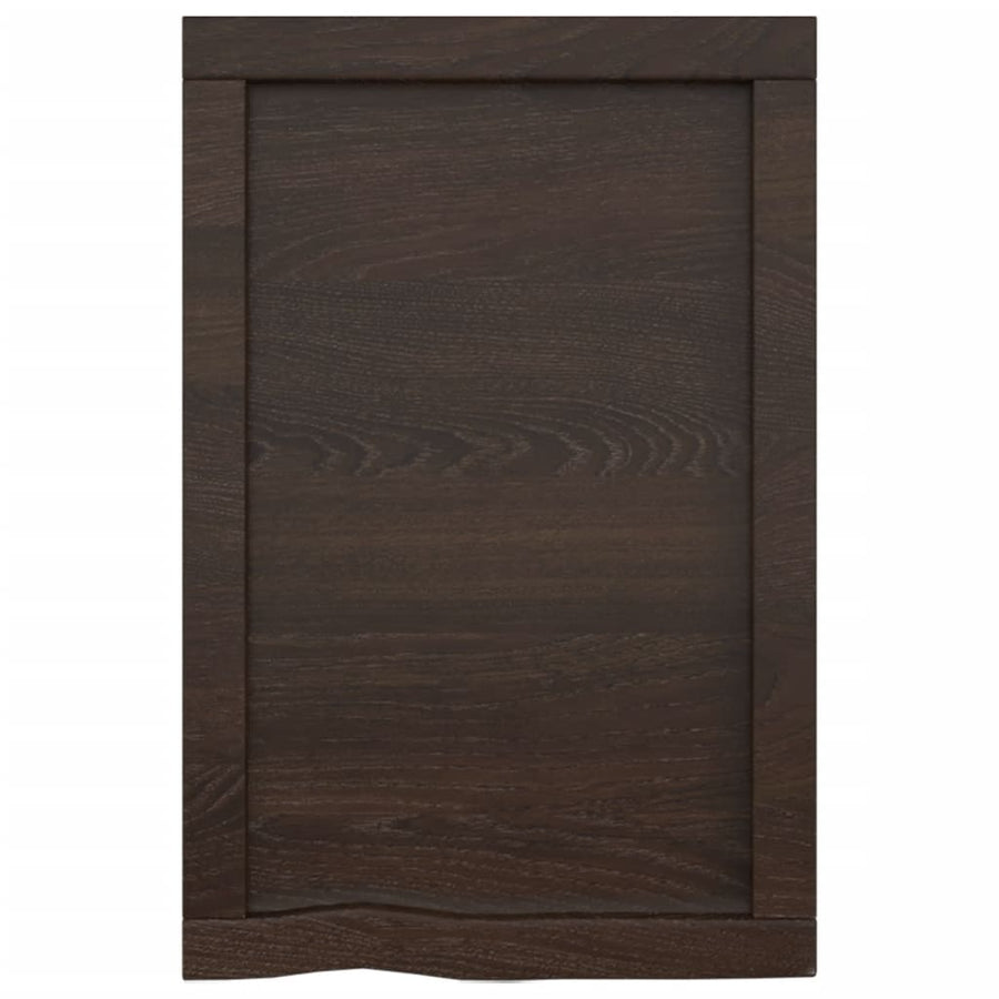 Wastafelblad 40X60X(2-6) Cm Behandeld Massief Hout Donkerbruin Donkergrijs 40 x 60 x 6 cm