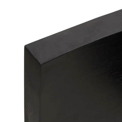 Wastafelblad 40X60X(2-6) Cm Behandeld Massief Hout Donkerbruin Donkergrijs 40 x 60 x 6 cm