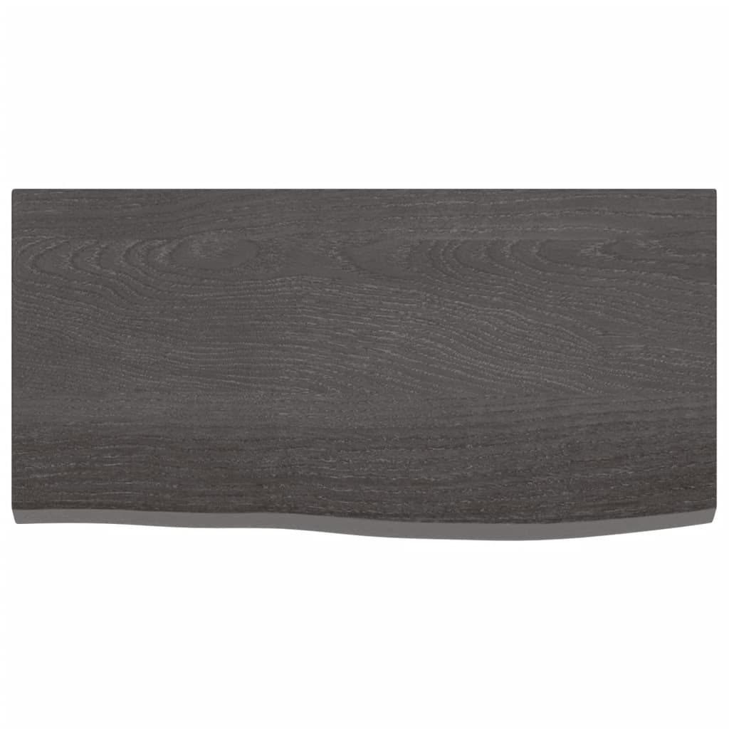 Wastafelblad Behandeld Massief Hout Donkerbruin Donkergrijs 60 x 30 x 2 cm