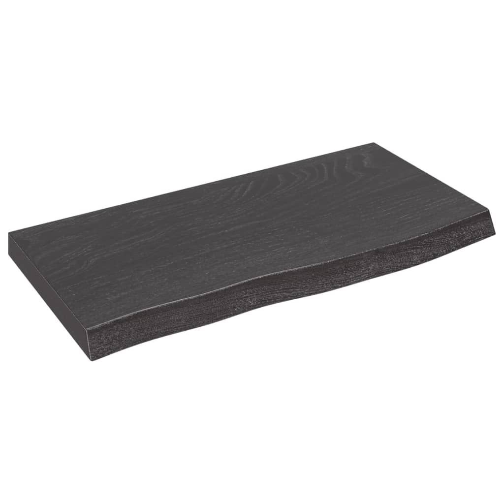 Wastafelblad 60X30X(2-4) Cm Behandeld Massief Hout Donkerbruin Donkergrijs 60 x 30 x 4 cm