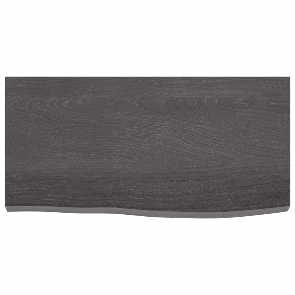 Wastafelblad 60X30X(2-4) Cm Behandeld Massief Hout Donkerbruin Donkergrijs 60 x 30 x 4 cm