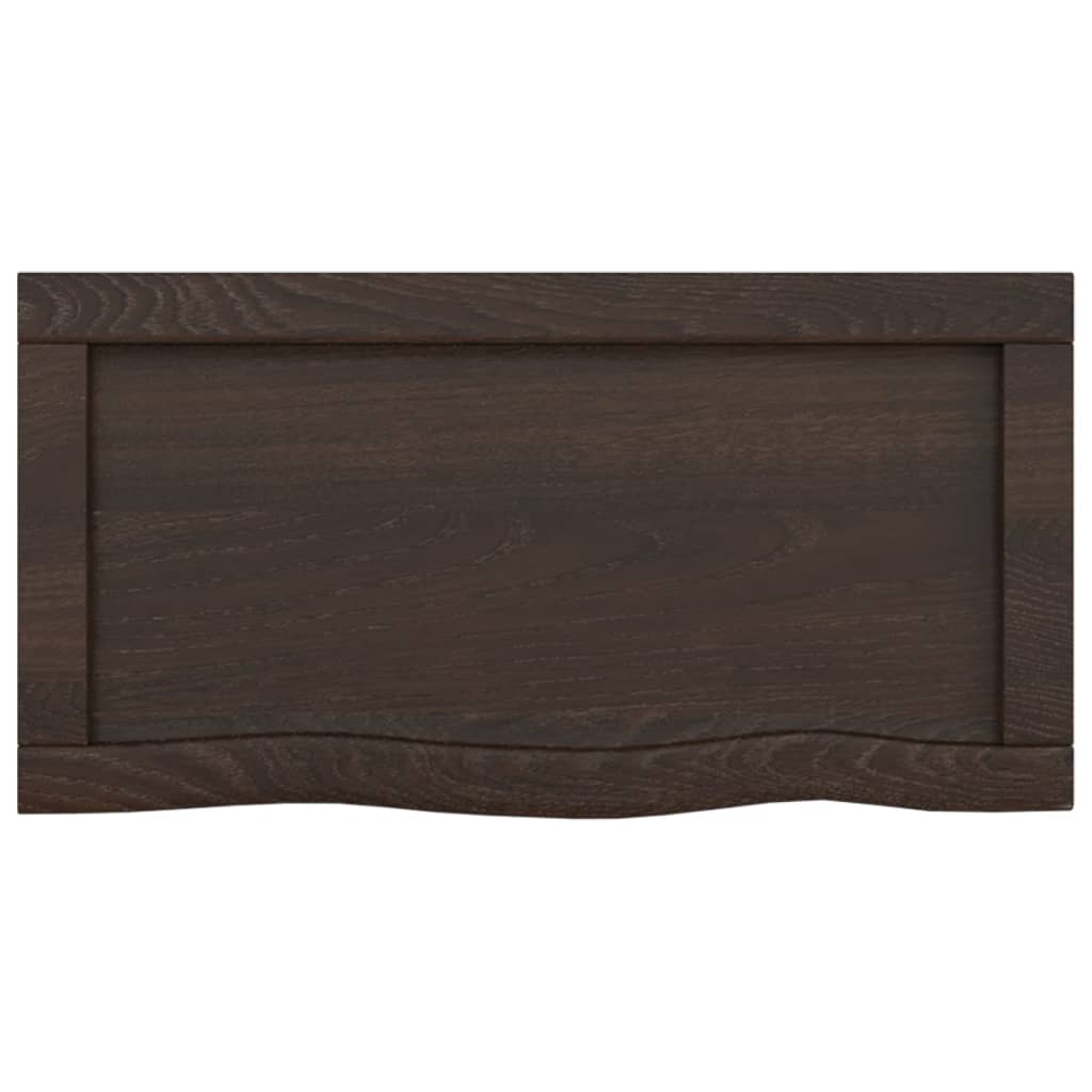 Wastafelblad 60X30X(2-4) Cm Behandeld Massief Hout Donkerbruin Donkergrijs 60 x 30 x 4 cm