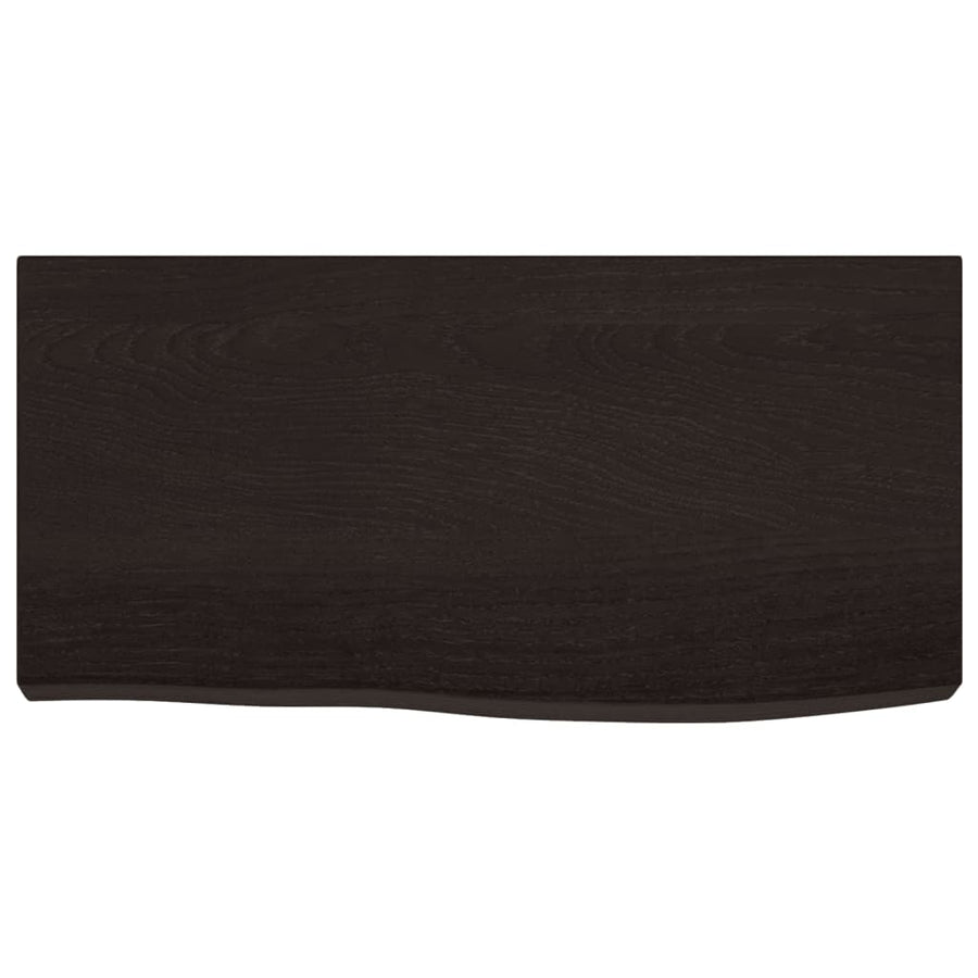 Wastafelblad 60x30x(2-6) cm behandeld massief hout donkerbruin
