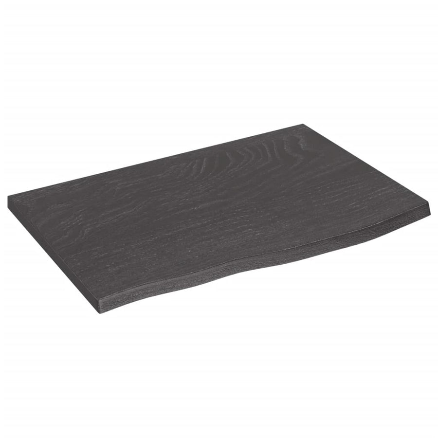 Wastafelblad Behandeld Massief Hout Donkerbruin Donkergrijs 60 x 40 x 2 cm