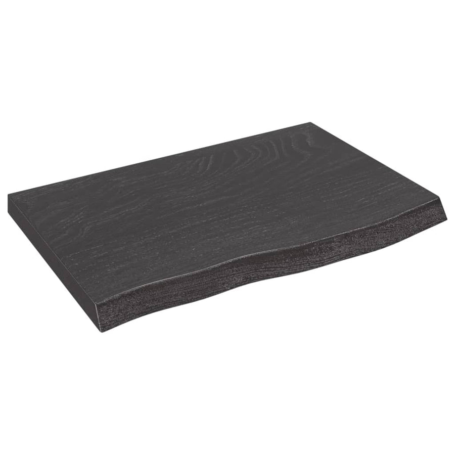 Wastafelblad 60X40X(2-4) Cm Behandeld Massief Hout Donkerbruin Donkergrijs 60 x 40 x 4 cm
