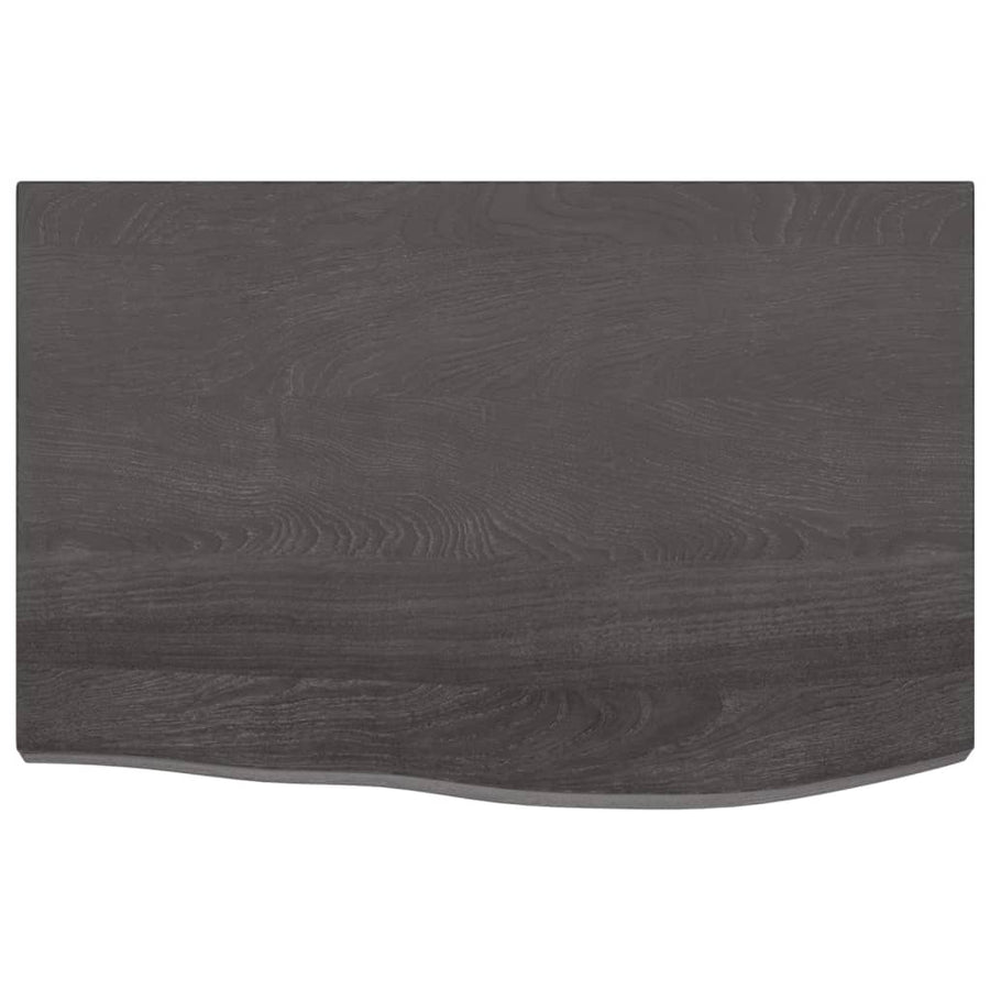 Wastafelblad 60X40X(2-4) Cm Behandeld Massief Hout Donkerbruin Donkergrijs 60 x 40 x 4 cm