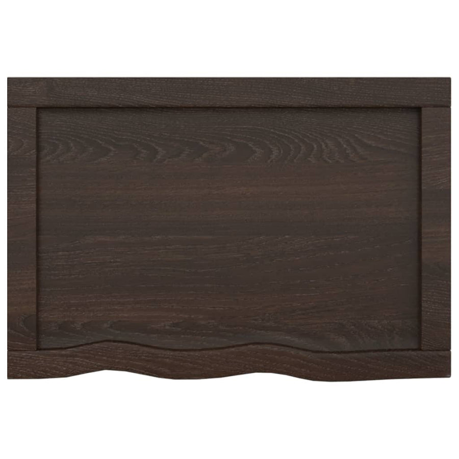 Wastafelblad 60X40X(2-4) Cm Behandeld Massief Hout Donkerbruin Donkergrijs 60 x 40 x 4 cm