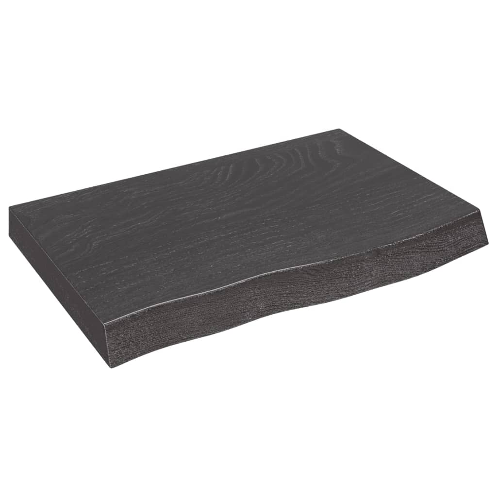 Wastafelblad 60X40X(2-6) Cm Behandeld Massief Hout Donkerbruin Donkergrijs 60 x 40 x 6 cm