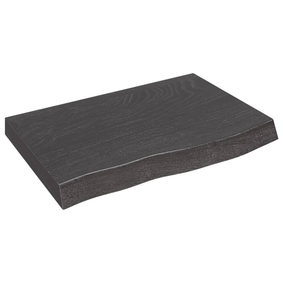 Wastafelblad 60X40X(2-6) Cm Behandeld Massief Hout Donkerbruin Donkergrijs 60 x 40 x 6 cm